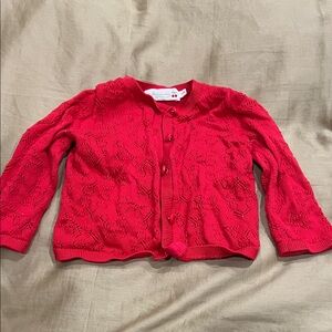 Bonpoint Cherry Red Knit Cardigan